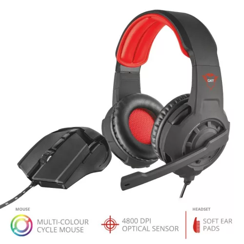 TRUST GXT 784 2-IN-1 GAMER SET WITH HEADSET & EGÉR, BLACK/RED