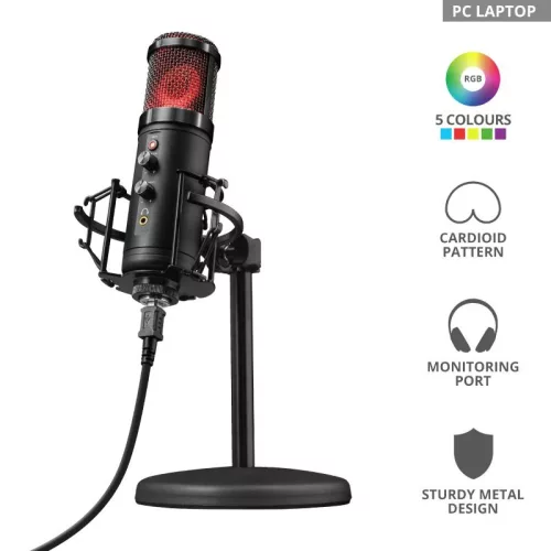 TRUST GXT 256 EXXO STREAMING MIKROFON, USB-S, FEKETE