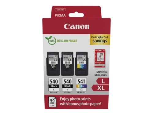 CANON PG-540L(2DB)/CL-541XL FEKETE/SZÍNES (2X11ML+15ML) + 50DB GP501 10X15CM FOTÓPAPÍR EREDETI MULTIPACK (5224B015)