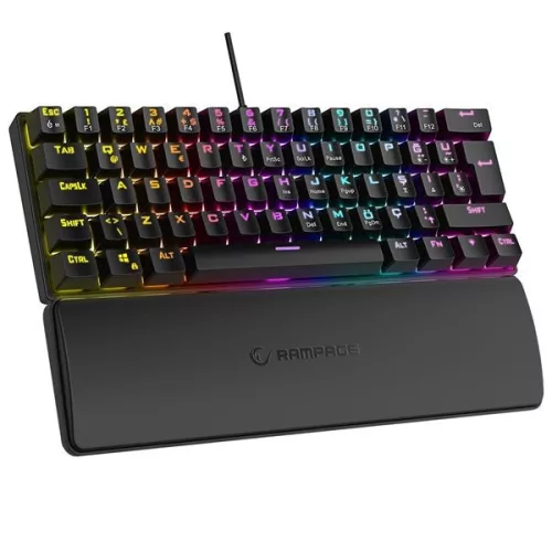 RAMPAGE PLOWER K60 MECHANIKUS GAMING BILLENTYŰZET FEKETE, US