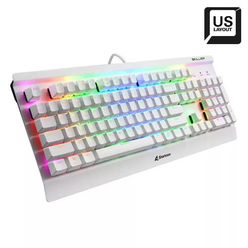 SHARKOON SKILLER SGK3 MECHANIKUS GAMING RGB BILLENTYŰZET FEHÉR, US