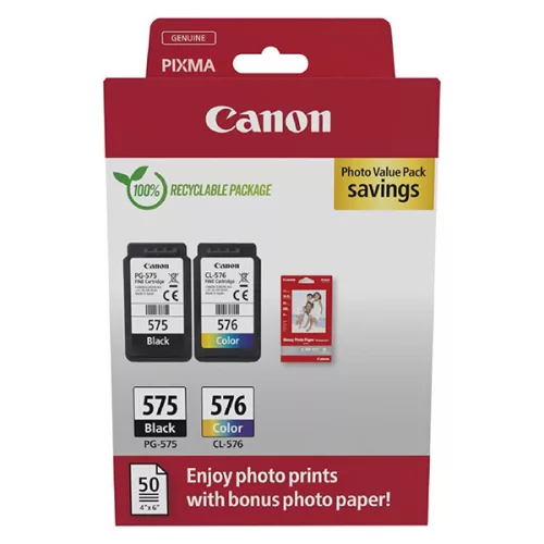 CANON PG-575XL/CL-576XL FEKETE/SZÍNES +50DB FOTÓPAPÍR EREDETI MULTIPACK (5437C006)