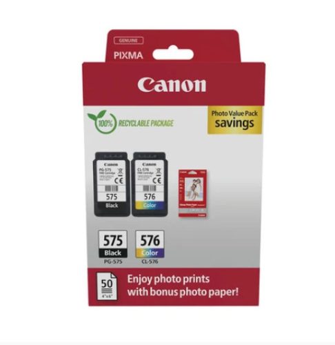 CANON PG-575/CL-576 FEKETE/SZÍNES +50DB FOTÓPAPÍR EREDETI MULTIPACK (5438C004)