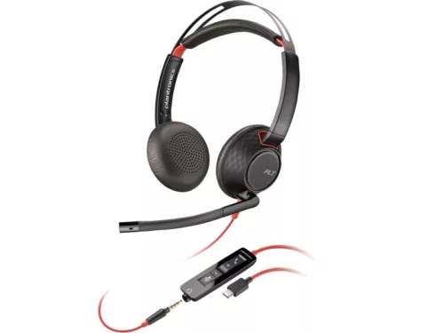 POLY PLANTRONICS BLACKWIRE 5220 USB-C/USB-A HEADSET/FEJHALLGATÓ, FEKETE