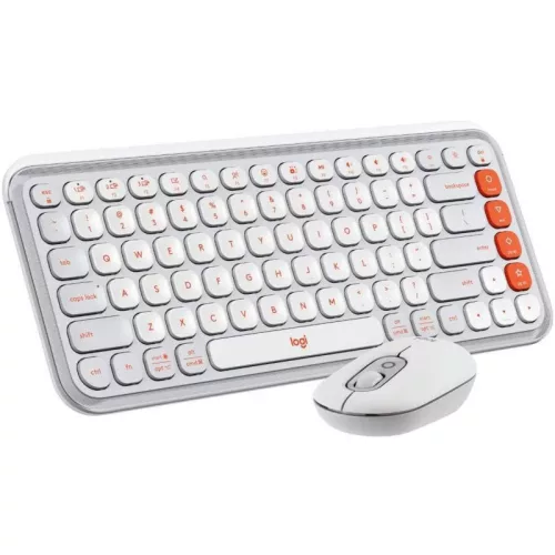 LOGITECH POP ICON WIRELESS BILLENTYŰZET COMBO OFF FEHÉR-NARANCS, US