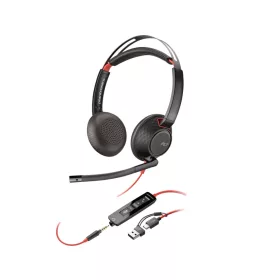   POLY PLANTRONICS BLACKWIRE 5220 SZTEREÓ USB-C HEADSET/FEJHALLGATÓ +3.5MM CSATLAKOZÓ +USB-C/A ADAPTER