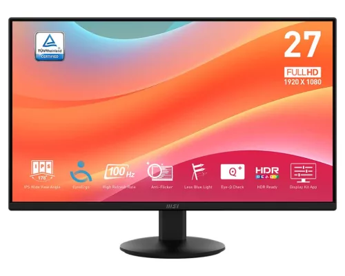 MSI 9S6-3PD6CT-002, 27", IPS, 16:9, 1920x1080, 100 Hz, 1xHDMI, DISPLAY PORT, LED MONITOR