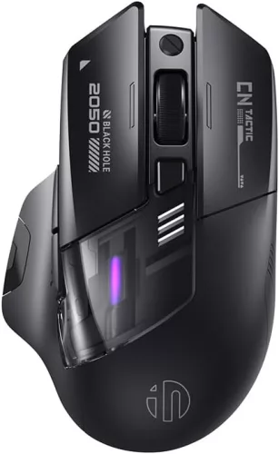 INPHIC A9 EXPLORER V2 VEZETÉK NÉLKÜLI EGÉR BLUETOOTH/2.4G RGB TÖLTHETŐ, FEKETE
