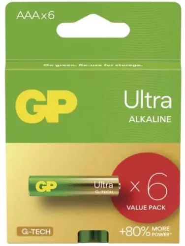 GP ULTRA AAA (LR03) TARTÓS ALKÁLI ELEM 6DB/CSOM