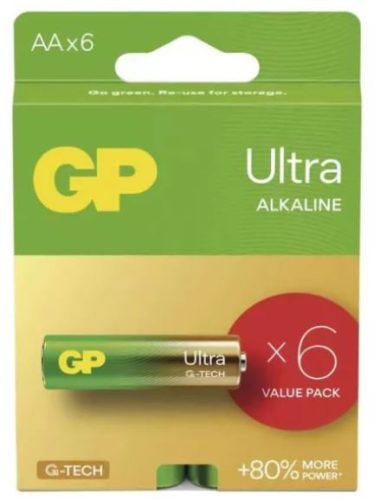 GP ULTRA AA (LR6) 15AU TARTÓS ALKÁLI ELEM 6DB/CSOM