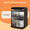 COSORI CAF-ADE 10.8L XXL KÉTKAMRÁS FORRÓLEVEGŐS SÜTŐ, AIR FRYER, MULTI AIR TECHNOLÓGIA, EZÜSTSZÜRKE