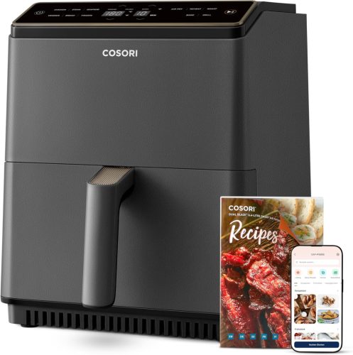 COSORI CAF-P585S 6.4L XXL DUAL BLAZE FORRÓLEVEGŐS SÜTŐ, AIR FRYER, SZÜRKE