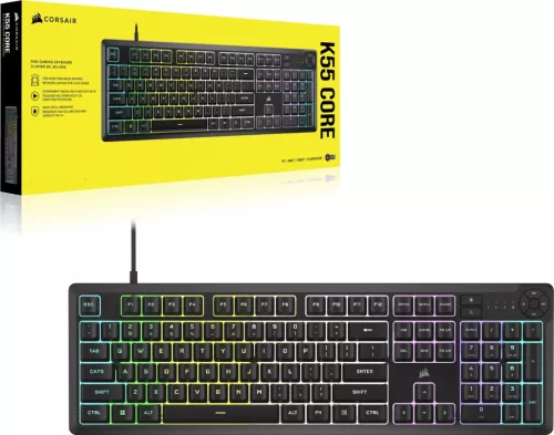 CORSAIR K55 CORE RGB GAMING BILLENTYŰZET FEKETE, US