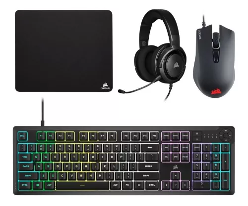 CORSAIR 4IN1 VEZETÉKES FEKETE GAMER BILLENTYŰZET + EGÉR + FEJHALLGATÓ + EGÉRPAD (CH-9226F65-NA)