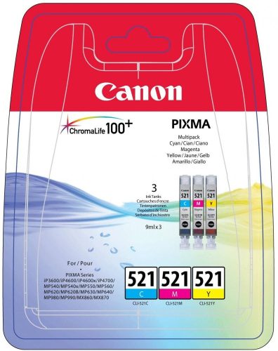 CANON CLI-521 CMY (3X9ML) EREDETI 3-IN-1 MULTIPACK (2934B010)