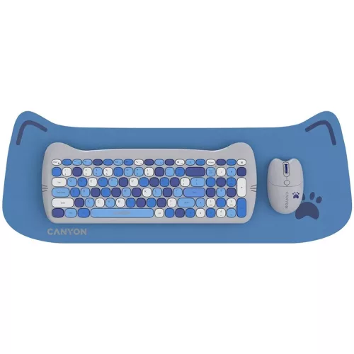 CANYON CNS-HSETW6BL-HU WIRELESS BILLENTYŰZET COMBO KITTY EDITION BLUE, HU