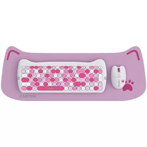 CANYON CNS-HSETW6PK-HU WIRELESS KEYBOARD COMBO KITTY EDITION PINK, HU