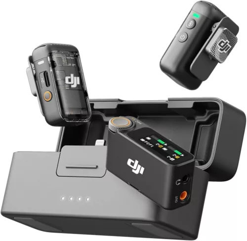 DJI MIC 2 VEZETÉK NÉLKÜLI MIKROFON SZETT (2 ADÓ, 1 VEVŐ, TÖLTŐTOK, IPHONE/ANDROID/KAMERA)