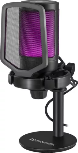 DEFENDER IMPULSE GMC 600 GAMER STREAMING MIKROFON STÚDIÓKARRAL ÉS RGB VILÁGÍTÁSSAL, FEKETE