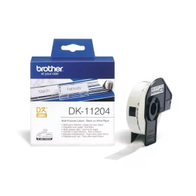   BROTHER DK-11204 FEHÉR ALAPON FEKETE, 17MMX54MM ÖNTAPADÓS ELŐVÁGOTT EREDETI ETIKETT CÍMKE (DK11204)
