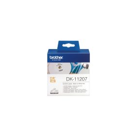   BROTHER DK-11207 FEHÉR ALAPON FEKETE, 58MM, ÖNTAPADÓS CD/DVD ELŐVÁGOTT EREDETI ETIKETT CÍMKE TEKERCSBEN (DK11207)
