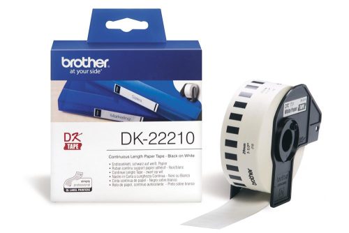 BROTHER DK-22210 FEHÉR ALAPON FEKETE, 29MMX30,48M ÖNTAPADÓS EREDETI PAPÍRSZALAG TEKERCSBEN (DK22210)