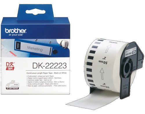 BROTHER DK-22223 FEHÉR ÖNTAPADÓS 50MMX30,48M EREDETI PAPÍRSZALAG TEKERCSBEN (DK22223)