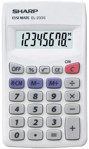 SHARP EL-233S ZSEBSZÁMOLÓGÉP, FEHÉR