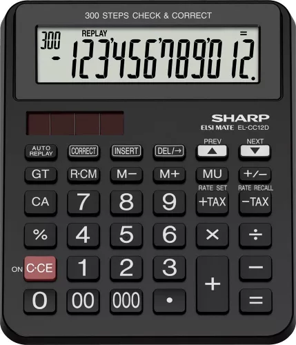 SHARP EL-CC12D ASZTALI SZÁMOLÓGÉP, FEKETE