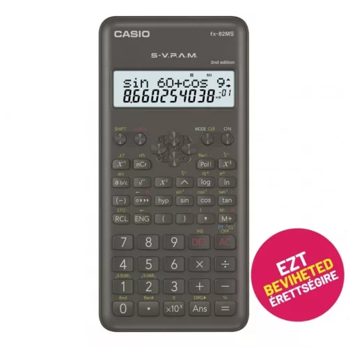 CASIO FX 82MS 2E TUDOMÁNYOS SZÁMOLÓGÉP, FEKETE