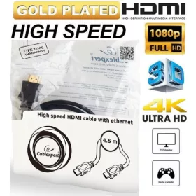 HDMI 1.4 KÁBEL 4K UHD ARANYOZOTT 4.5M FEKETE