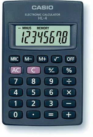 CASIO HL-4 ZSEBSZÁMOLÓGÉP, FEKETE