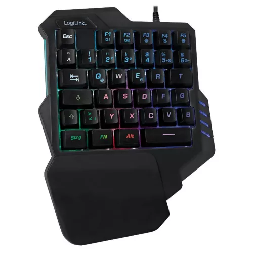 LOGILINK ILLUMINATED ONE-HAND GAMING BILLENTYŰZET FEKETE