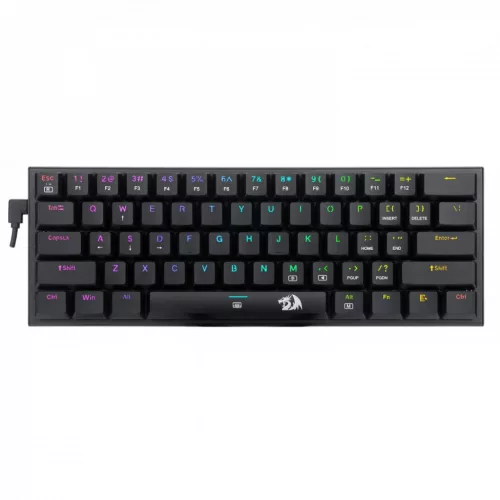 REDRAGON ANIVIA, VEZETÉKES MECHANIKUS BILLENTYŰZET,RGB, BLUE SWITCH FEKETE, HU