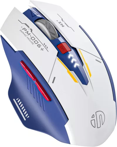 INPHIC M6P WIRELESS EGÉR, MECHA STYLE, KÉK-FEHÉR