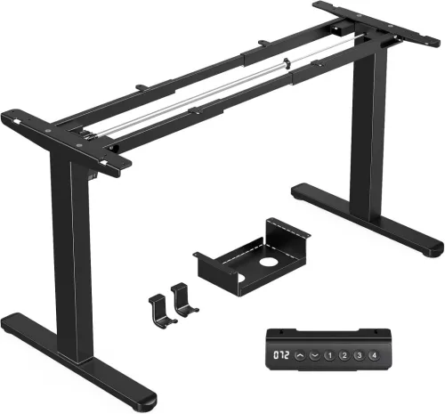 ELEKTROMOSAN ÁLLÍTHATÓ MAGASSÁGÚ ASZTAL, 110-220 CM, 4 MEMÓRIÁS, FEKETE ÍRÓASZTAL VÁZ, EMELHETŐ ASZTALLÁB