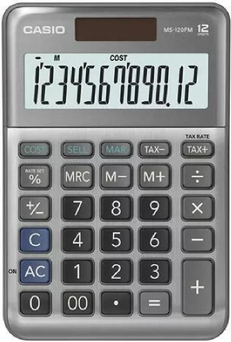 CASIO MS-120FM ASZTALI SZÁMOLÓGÉP, SZÜRKE