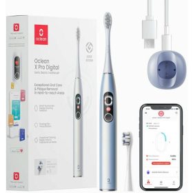   OCLEAN X PRO DIGITAL ELEKTROMOS FOGKEFE, EZÜST + AJÁNDÉK FOGKEFE FEJ DUOPACK