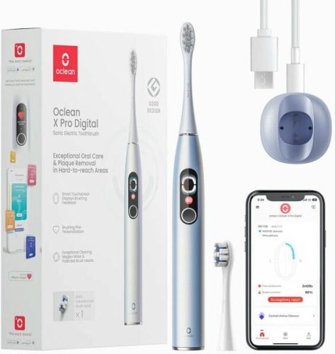 OCLEAN X PRO DIGITAL ELEKTROMOS FOGKEFE, EZÜST + AJÁNDÉK FOGKEFE FEJ DUOPACK