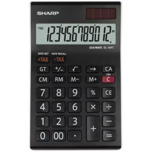 SHARP EL-124TWH ASZTALI SZÁMOLÓGÉP, FEKETE