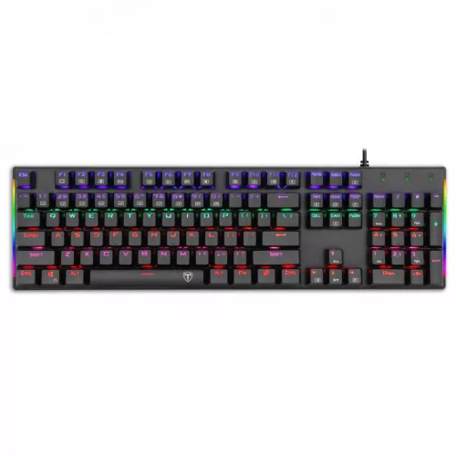T-DAGGER NAXOS VEZETÉKES BILLENTYŰZET BLUE SWITCH FEKETE, HU