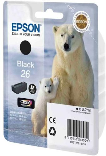 EPSON T2601 (C13T26014012) NO.26 (6,2ML) FEKETE EREDETI TINTAPATRON