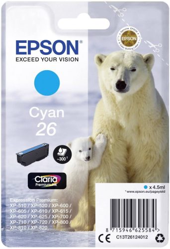 EPSON T2612 (C13T26124012) NO.26 (4,5ML) CIÁN EREDETI TINTAPATRON