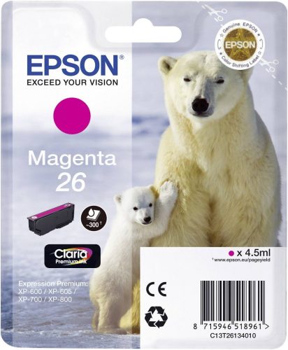 EPSON T2613 (C13T26134012) NO.26 (4,5ML) MAGENTA EREDETI TINTAPATRON