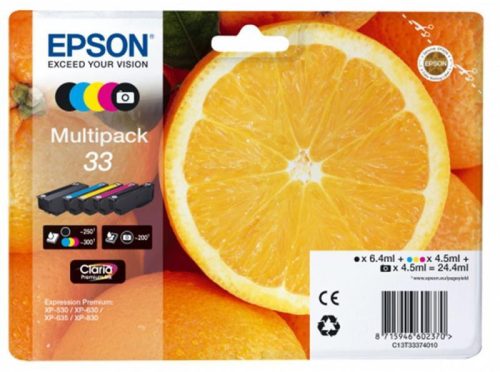 EPSON T3337 (C13T33374011) NO.33 C,M,Y,BK EREDETI MULTIPACK