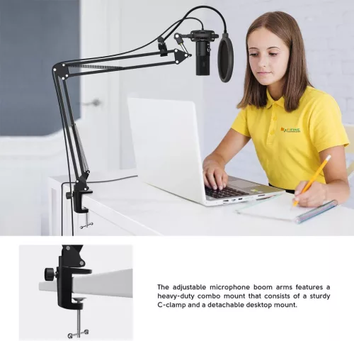 FIFINE 800667 STREAMING USB KONDENZÁTOR MIKROFON – PC/LAPTOP, STÚDIÓMINŐSÉG, ÁLLVÁNNYAL, FEKETE