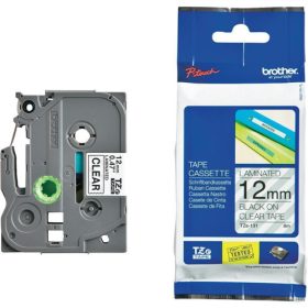   BROTHER TZe-131 ÁTLÁTSZÓ ALAPON FEKETE LAMINÁLT 12MM/8M EREDETI SZALAG (TZE131)
