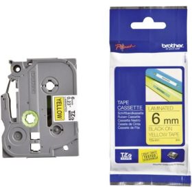   BROTHER TZE-611 SÁRGA ALAPON FEKETE LAMINÁLT 6MM/8M EREDETI SZALAG (TZE611)