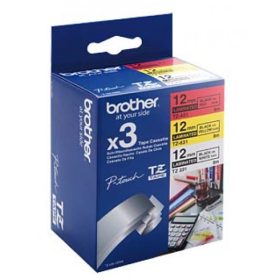   BROTHER TZE-31M3 (TZE231+TZE431+TZE631) PIROS/FEHÉR/SÁRGA ALAPON FEKETE 12MM/8M (TZE31M3)