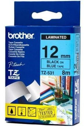 BROTHER TZe-531 KÉK ALAPON FEKETE LAMINÁLT 12MM/8M EREDETI SZALAG (TZE531)